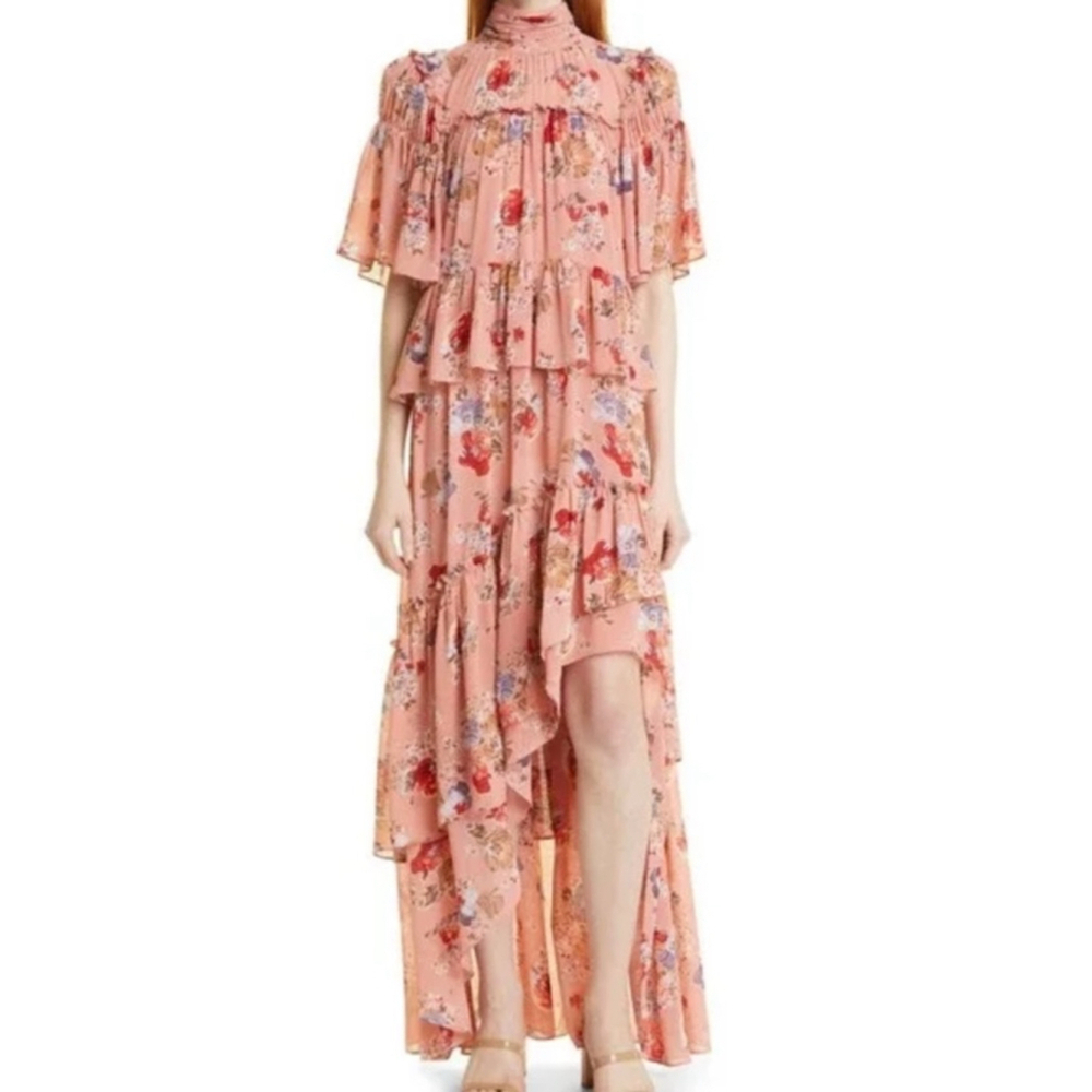 New Cinq a Sept Jamie Dress Bare Rose Multi Size 0 $495 MSRP